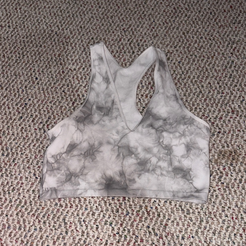 DSG Gray and White Tie-Dye Tank Top